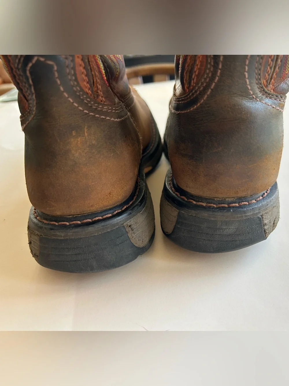 Ariat Brown Leather Western Boots with Dark Fabric Lining size 9.5